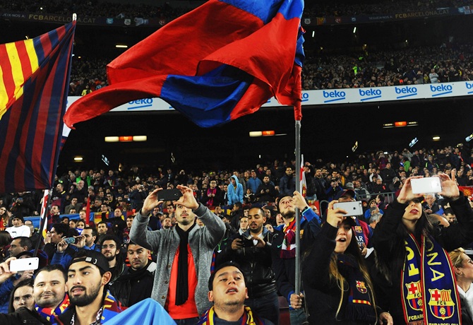 Barcelona fans show their support