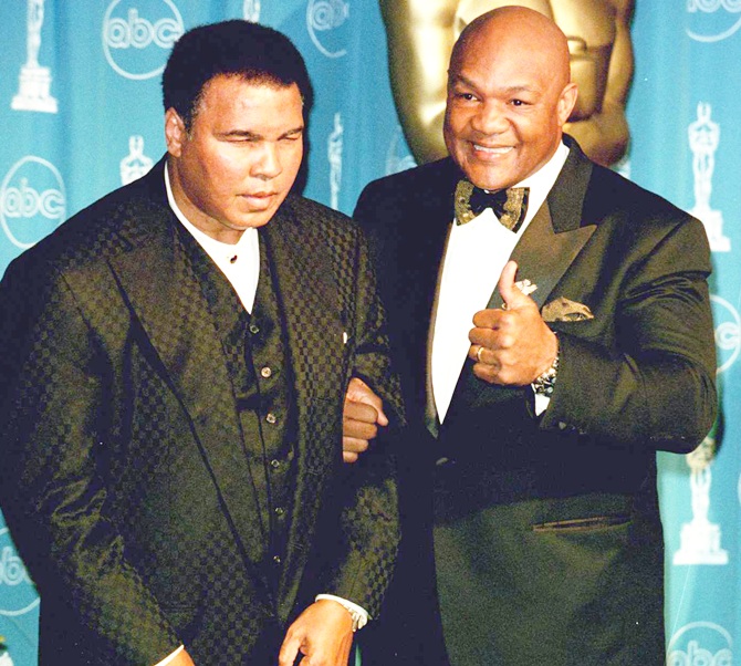 American boxers Muhammad Ali and George Foreman