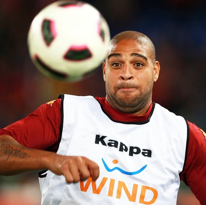 Adriano of AS Roma before the Serie A match
