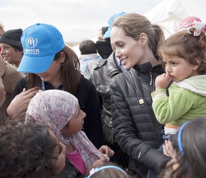 UNHCR Special Envoy Angelina Jolie meets with refugees