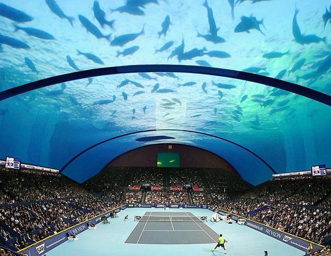 Underwater tennis court