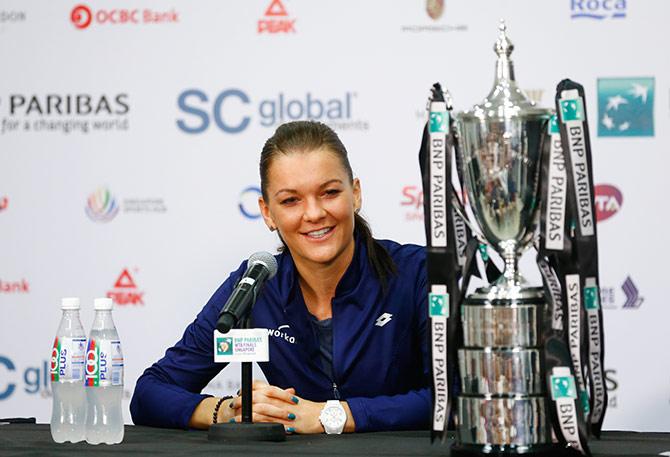 Agnieszka Radwanska of Poland speaks at a press conference 