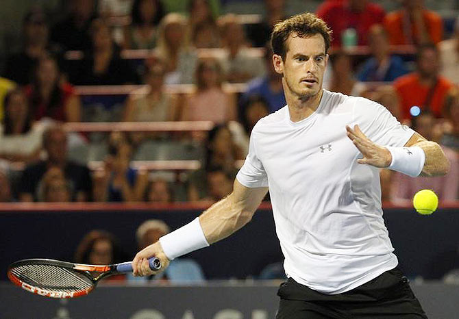 Great Britain's Andy Murray hits a shot