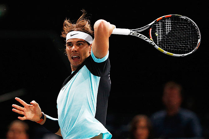Spain's Rafael Nadal in action against South Africa's Kevin Anderson