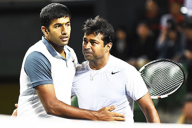 India's Rohan Bopanna and Leander Paes