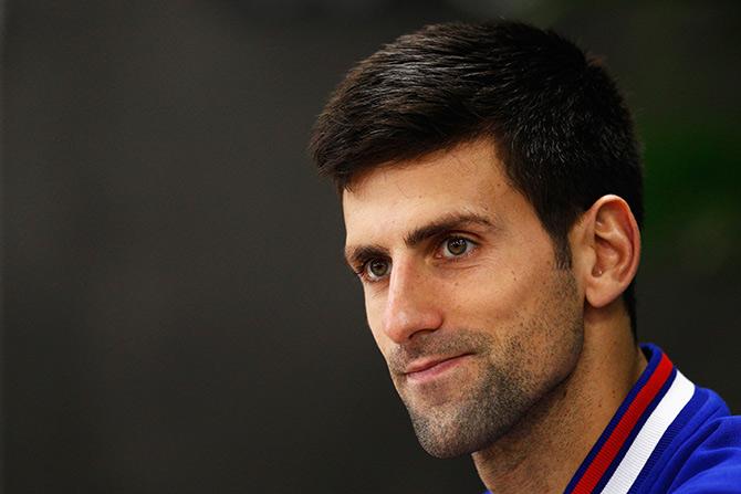 Novak Djokovic of Serbia speaks to the media 