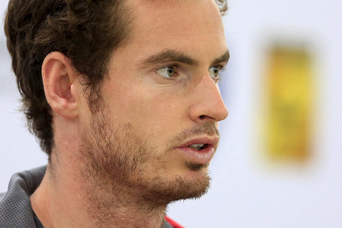 Andy Murray of Britain attends a news conference 