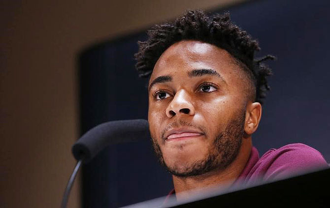 Manchester City's Raheem Sterling during a press conference