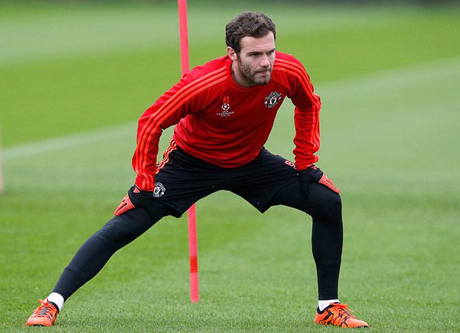 Manchester United's Juan Mata during training  