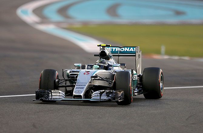 Mercedes Formula One Driver Nico Rosberg of Germany drives during the Abu Dhabi F1 Grand Prix at the Yas Marina circuit in Abu Dhabi on Sunday