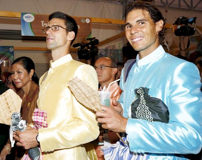 Novak Djokovic of Serbia, left, and Rafael Nadal 