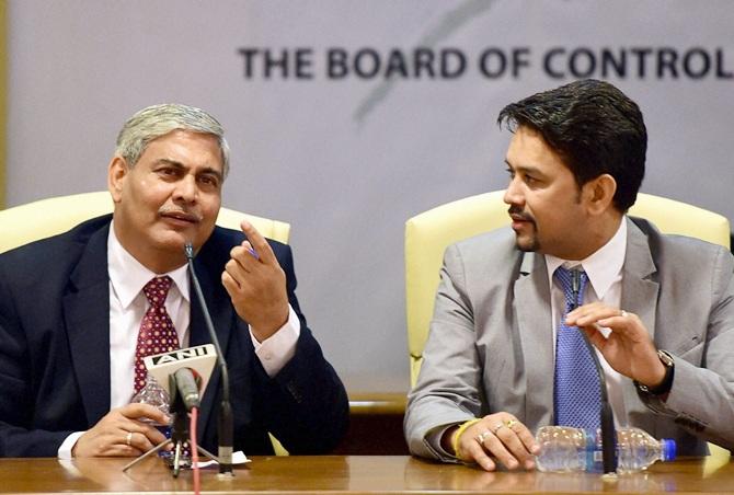 New BCCI president Shashank Manohar addresses the media in Mumbai. 