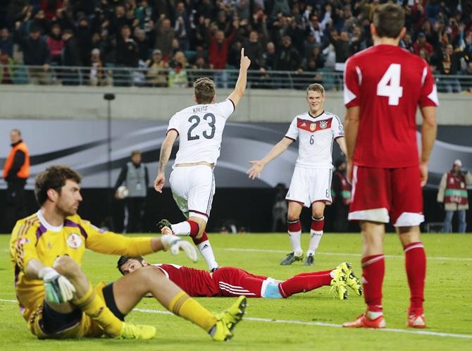 Germany's Max Kruse celebrates 