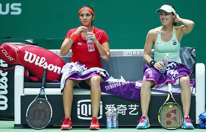 Sania Mirza of India and Martina Hingis of Switzerland 