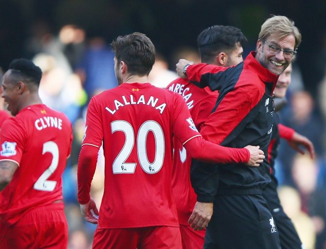 Jurgen Klopp, manager of Liverpool celebrates