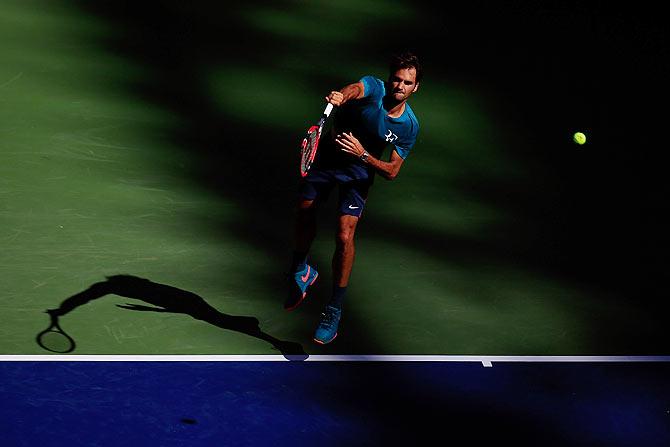 Switzerland's Roger Federer during a practice session