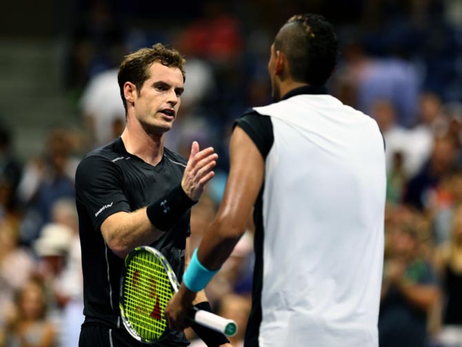 Andy Murray (left) shakes hands with Nick Kyrgios