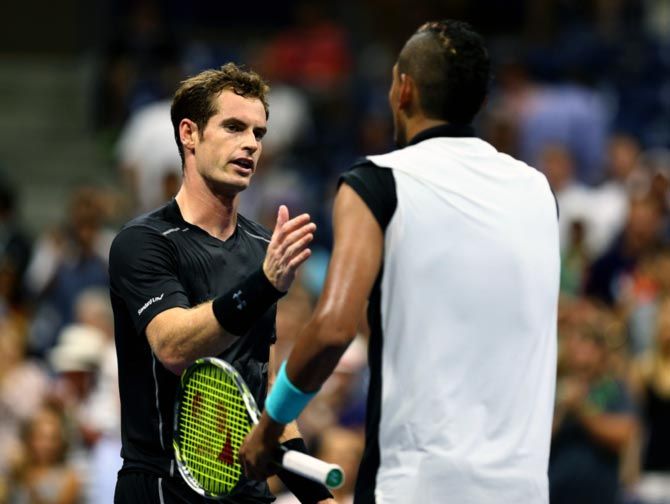 Andy Murray (left) shakes hands with Nick Kyrgios