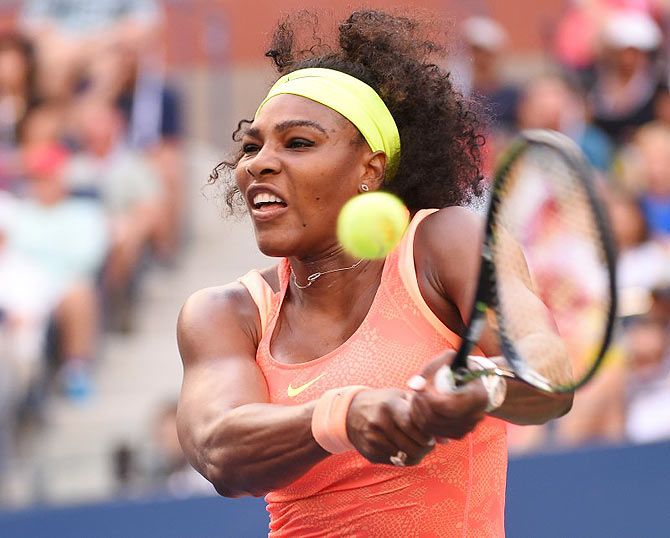 Serena Williams hits a return
