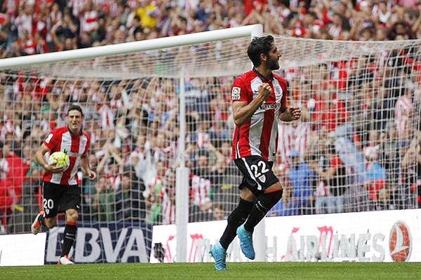 Athletic Bilbao's Raul Garcia celebrates after scoring against Getafe in their La Liga match on Sunday