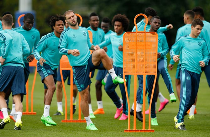 Chelsea's Branislav Ivanovic during training 