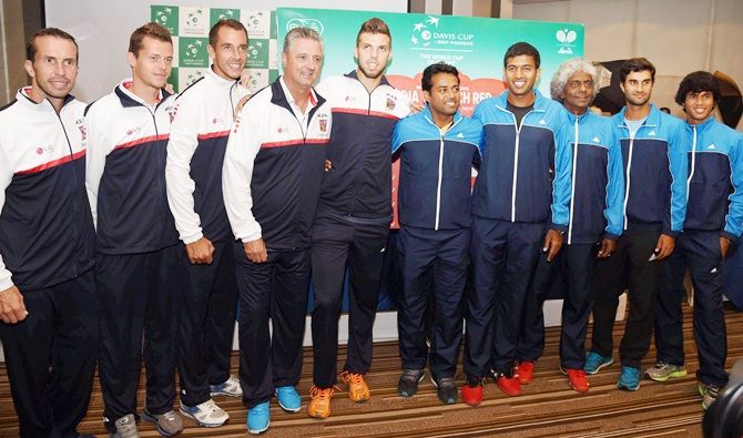 The Czech Republic and India Davis Cup teams
