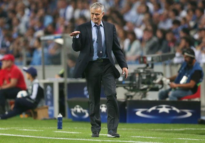 Chelsea manager Jose Mourinho reacts