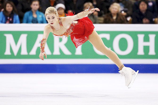 Gracie Gold of the United States competes at the ISU World Figure Skating Championships Ladies Free Skate program in Boston, Massachusetts