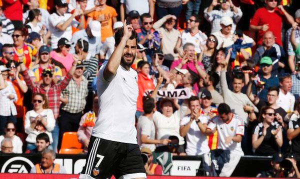 Alvaro Negredo celebrates his goal against Sevilla during their La Liga match on Sunday
