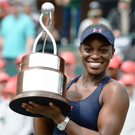 American Sloane Stephens after winning the Charleston title on Sunday