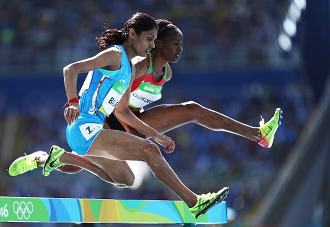 India’s Lalita Babar competes in the women's 3000m Steeplechase at the Rio Olympics. She finished a creditable 10th.