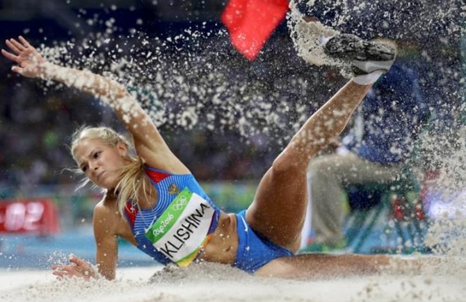 Russian long jumper Darya Klishina has won gold in her event in