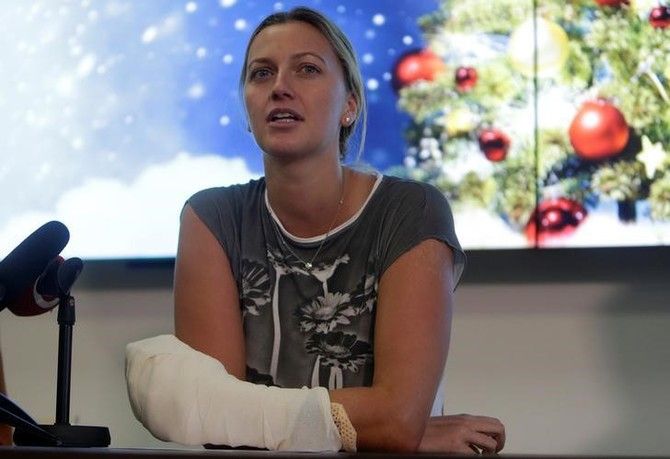 Czech Republic's tennis player Petra Kvitova underwent surgery after he was left injured when she fought off an intruder in her home, damaging all the fingers on her playing hand, in Prague, Czech Republic December 23, 2016.