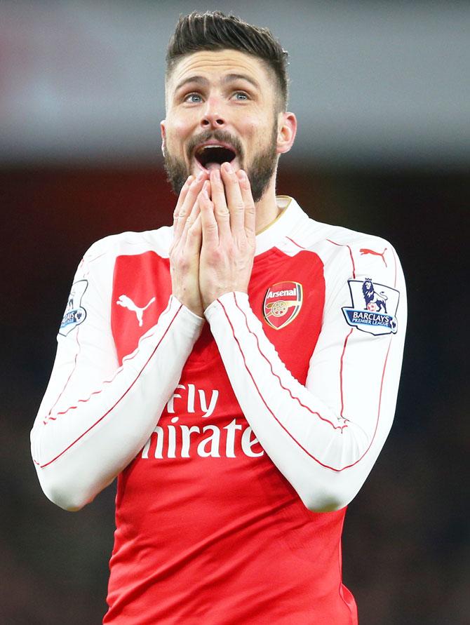 Arsenal's Olivier Giroud reacts