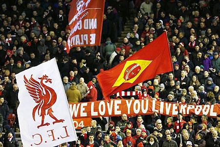 Liverpool fans waving flags