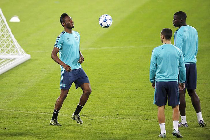 Chelsea's Jon Obi Mikel at a training session