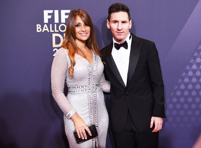 Lionel Messi and his partner Antonella Roccuzzo arrive at the FIFA Ballon d'Or Gala