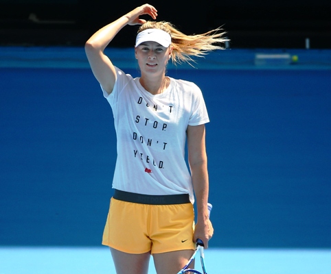 Maria Sharapova of Russia looks on during a practice session ahead of the 2016 Australian Open 