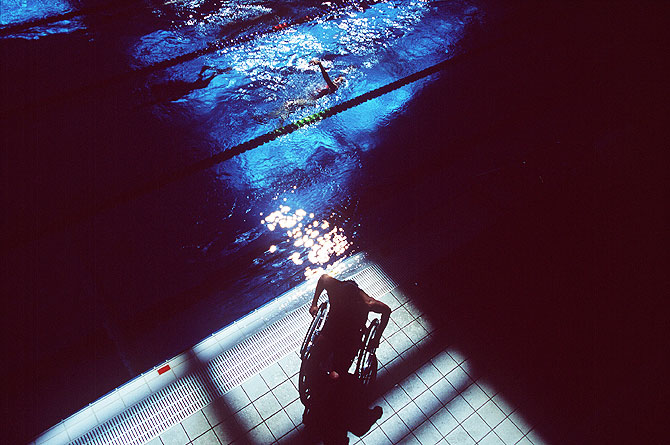 A paralympian at the Sydney Aquatic centre