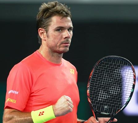 Stanislas Wawrinka of Switzerland celebrates winning a point 