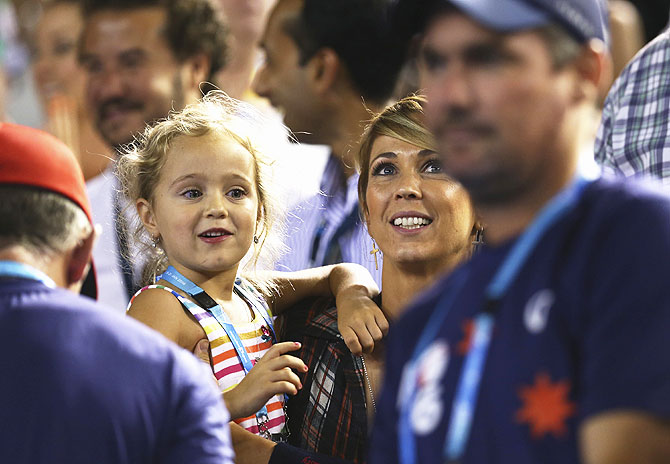 Bec Hewitt looks on after husband Lleyton Hewitt's match on Tuesday