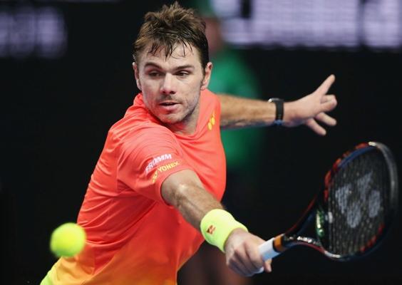 Stan Wawrinka of Switzerland plays a backhand 