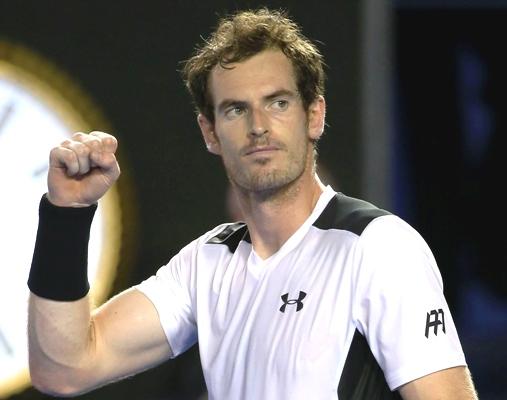 Andy Murray of Great Britain celebrates winning his quarter-final match against David Ferrer of Spain 