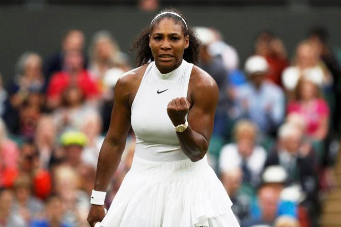 Serena Williams reacts