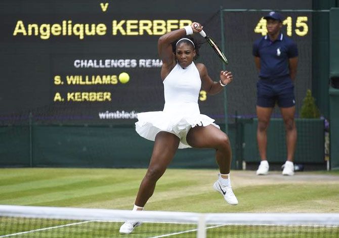 Serena Williams in action against Germany's Angelique Kerber