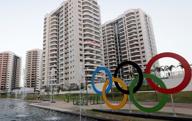  General view of athletes' accommodation can be seen during a guided tour for journalists to the 2016 Rio Olympics Village in Rio de Janeiro, Brazil
