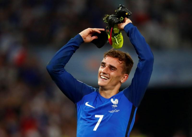 Antoine Griezmann of France celebrates after scoring against Germany