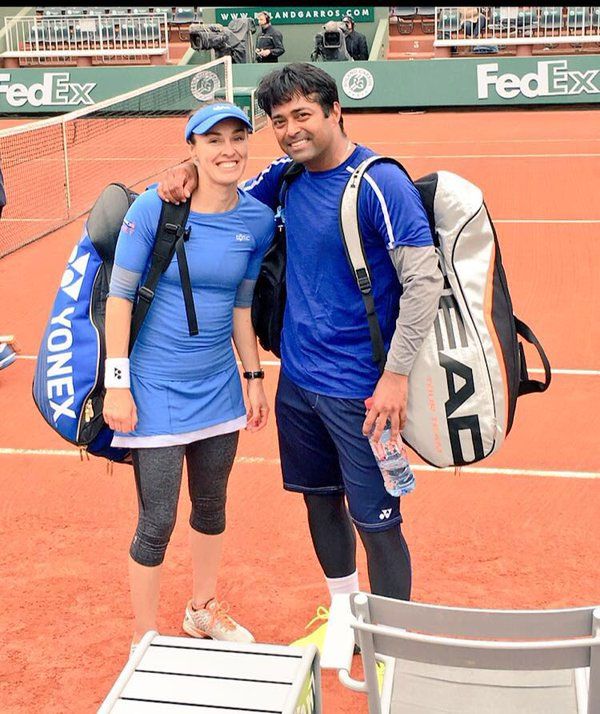 Leander Paes and Martina Hingis after their semi-final win on Thursday