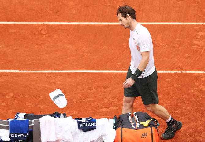 Andy Murray reacts after his defeat in the French Open final on Sunday