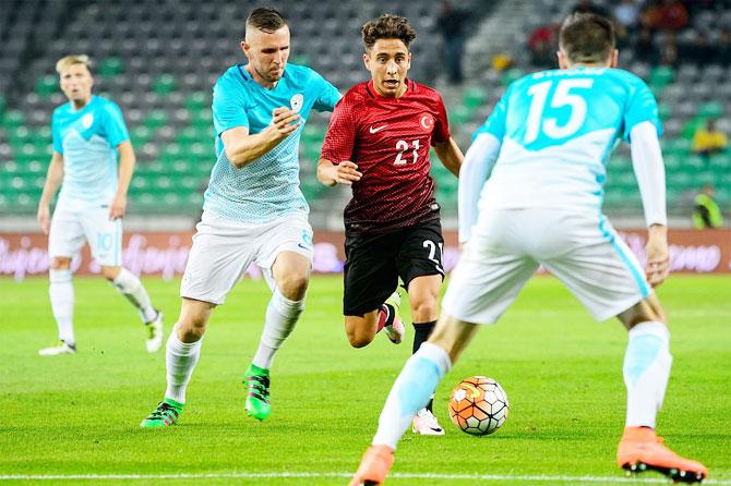 Action from the friendly match between Turkey and Slovenia on Sunday